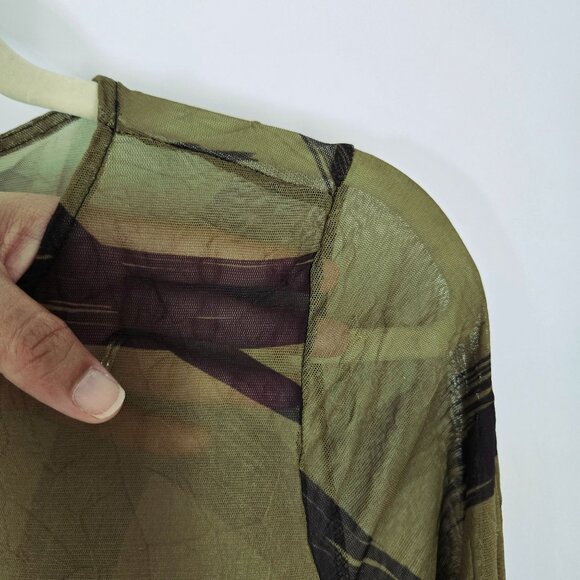Lisa Bayne Green Semisheer Mesh Lagenlook Tunic Top Painterly Women's Size Small - Picture 5 of 11